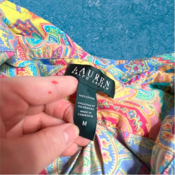 Lauren Ralph Lauren Multicolor Paisley Oversized Cotton Button Down Shirt Size M - Picture 2 of 6